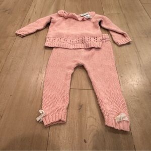Nicole Miller pink knit matching baby set 6/9m